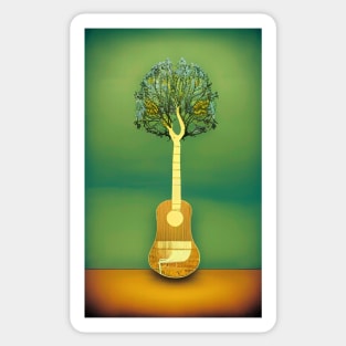 Acoustic Guitar Tree Of Life Guitar Player Nature Guitaris Sticker